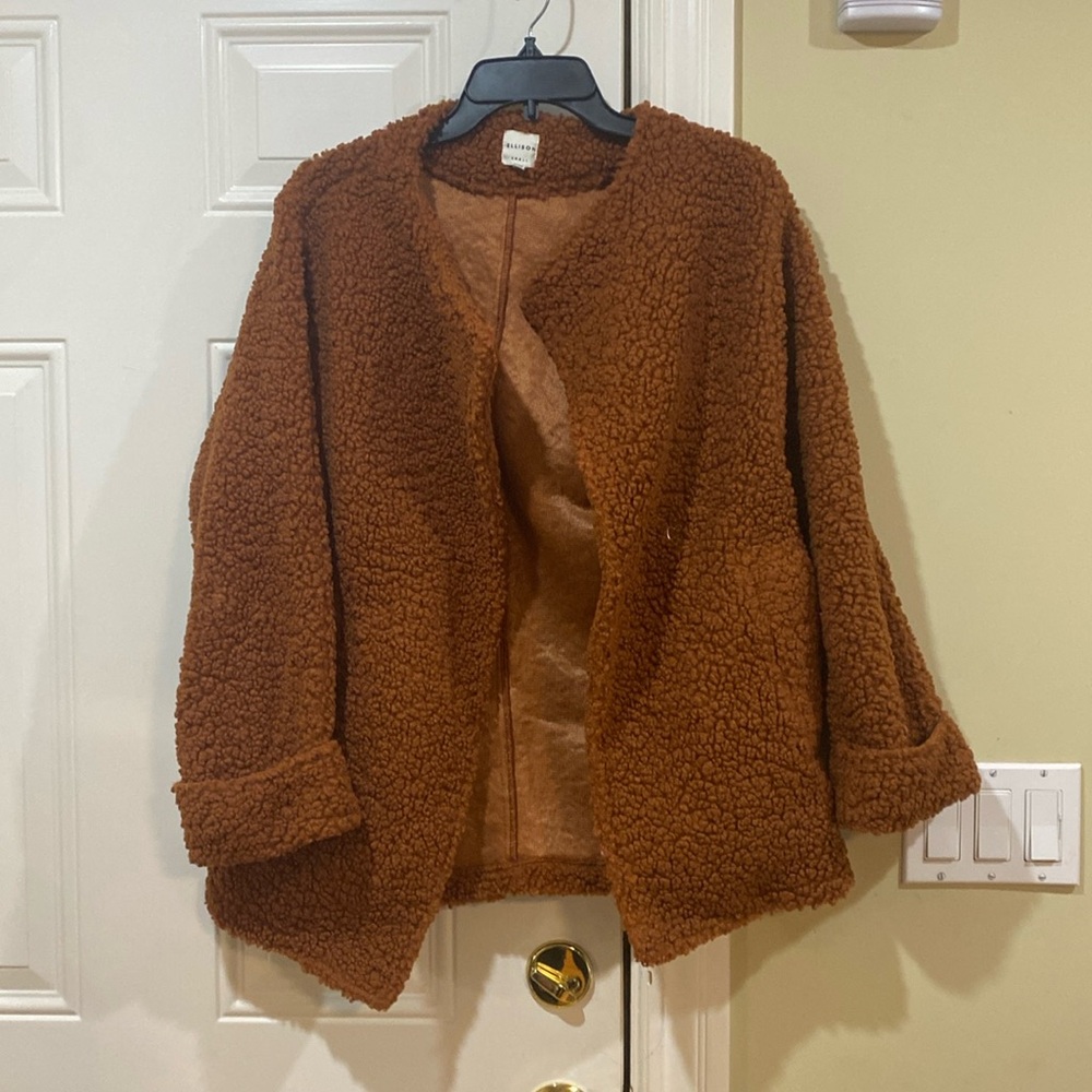 New Vici Ellison Rust Fall Teddy Jacket with pockets - Picture 5 of 14
